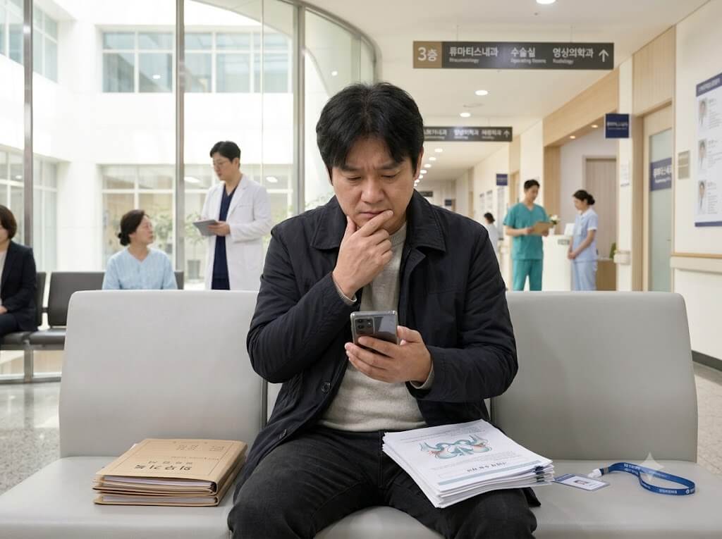 수술 권유를 받고 세컨드 오피니언을 검색하며 고민하는 환자의 모습