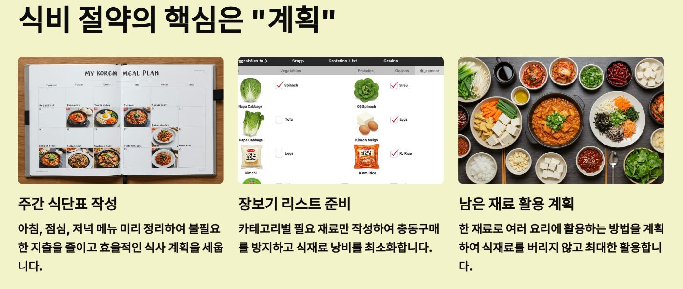 식비 절약의 핵심은 "계획"입니다