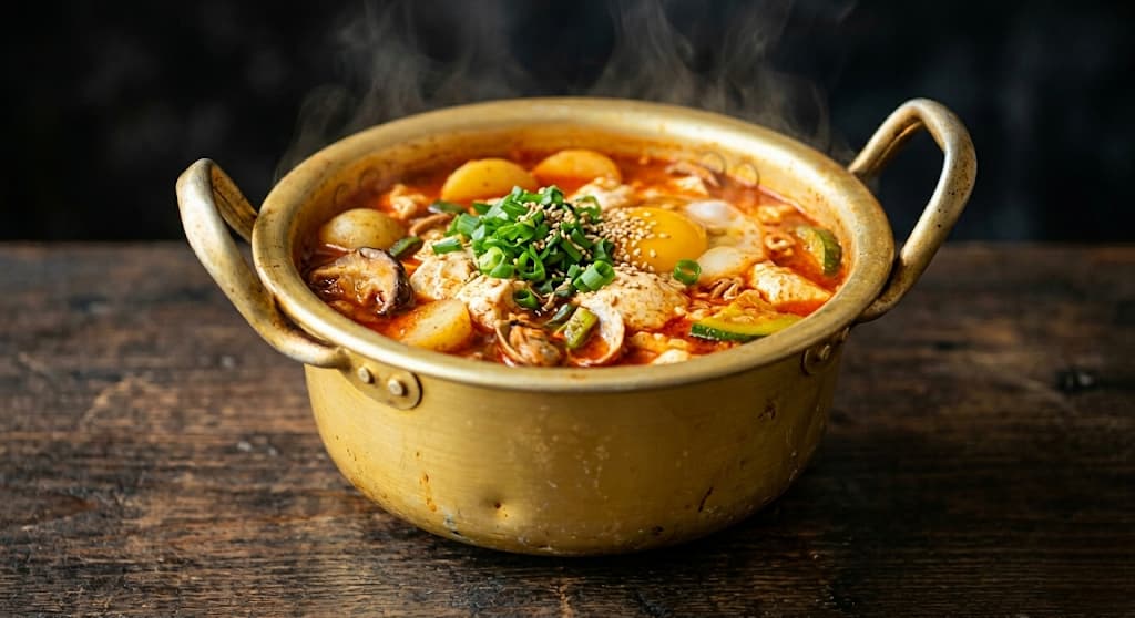 야채와 계란을 함께 넣어 끓인 얼큰한 순두부찌개
