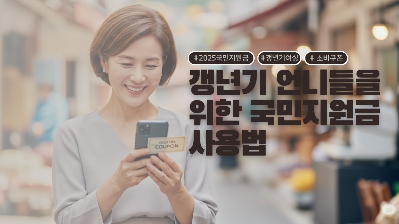 국민지원금 사용법 안내 썸네일 &ndash; 갱년기 여성 대상 정보형 콘텐츠