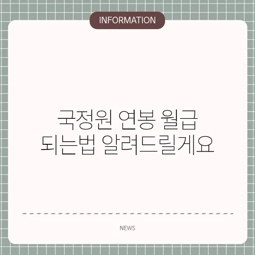 국정원 연봉 월급 되는법 알려드릴게요
