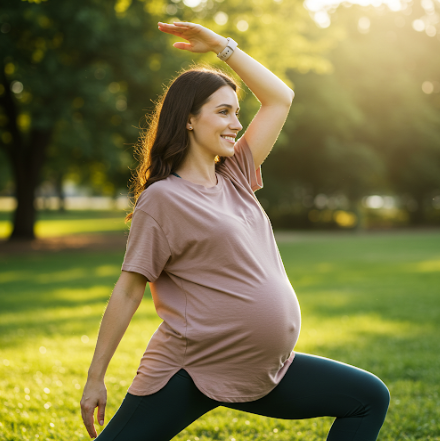 근력 운동을 하고 있는 임산부