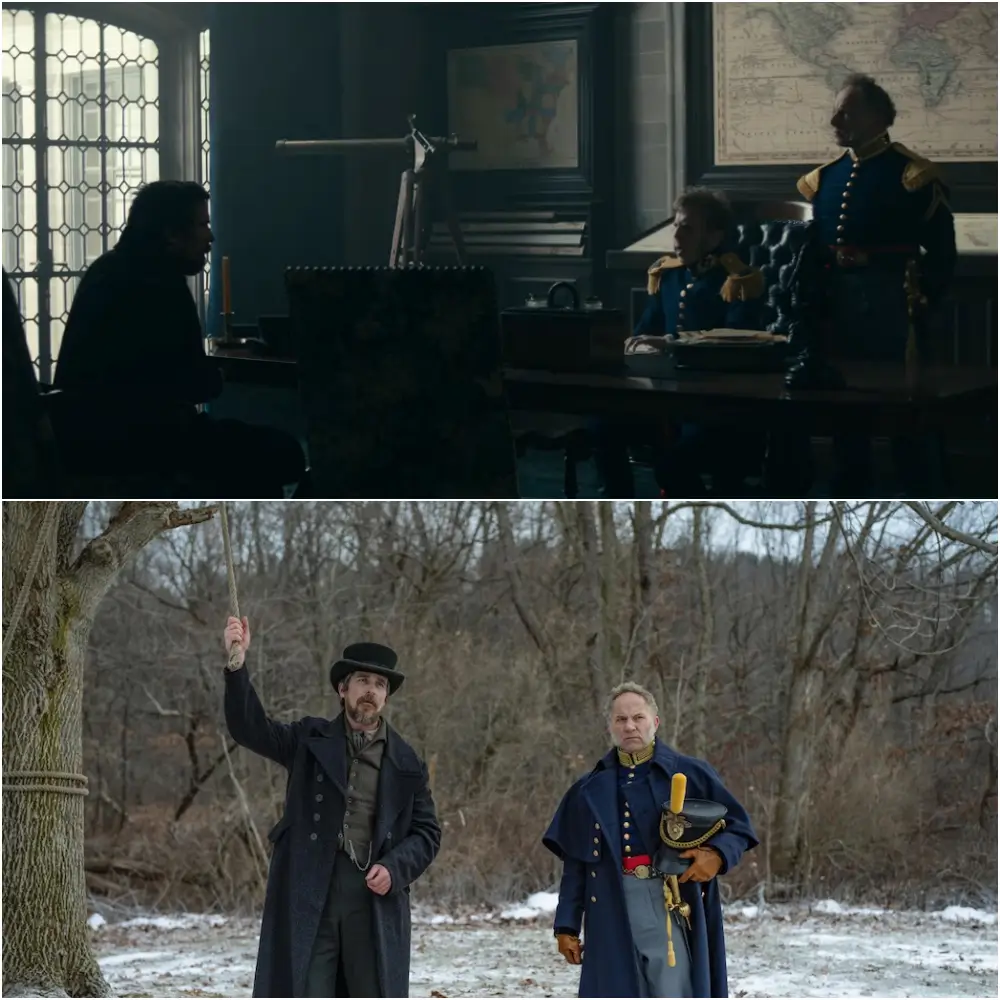 영화 페일 블루 아이에서 사건을 의뢰받은 랜더