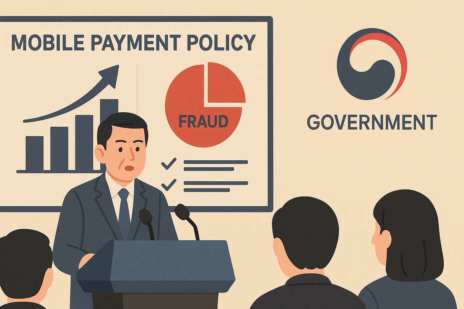 휴대폰 소액결제 제도 변화와 관련한 정부 발표 장면