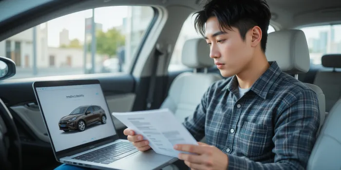 소형 전기차 보조금 정보를 검색 중인 남성