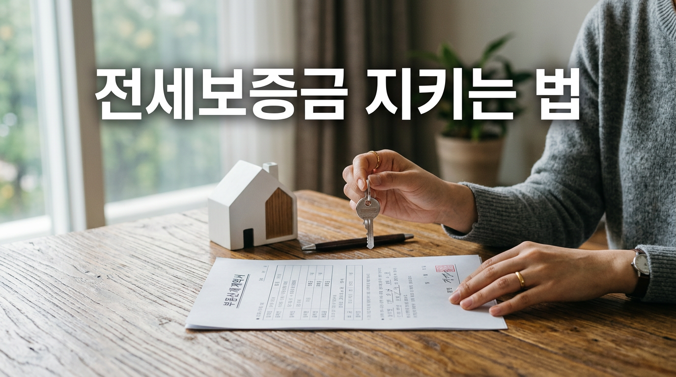 전세보증금 반환보증 계약서와 열쇠를 든 손