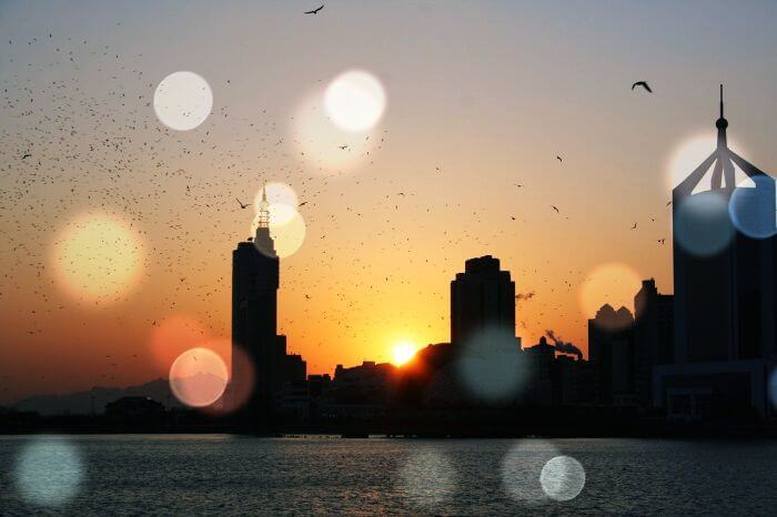 노을이-지고있는-중국-칭다오