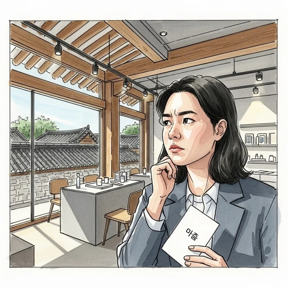 오늘의집 북촌 팝업 공간에서 브랜드 경험을 되새기는 모습