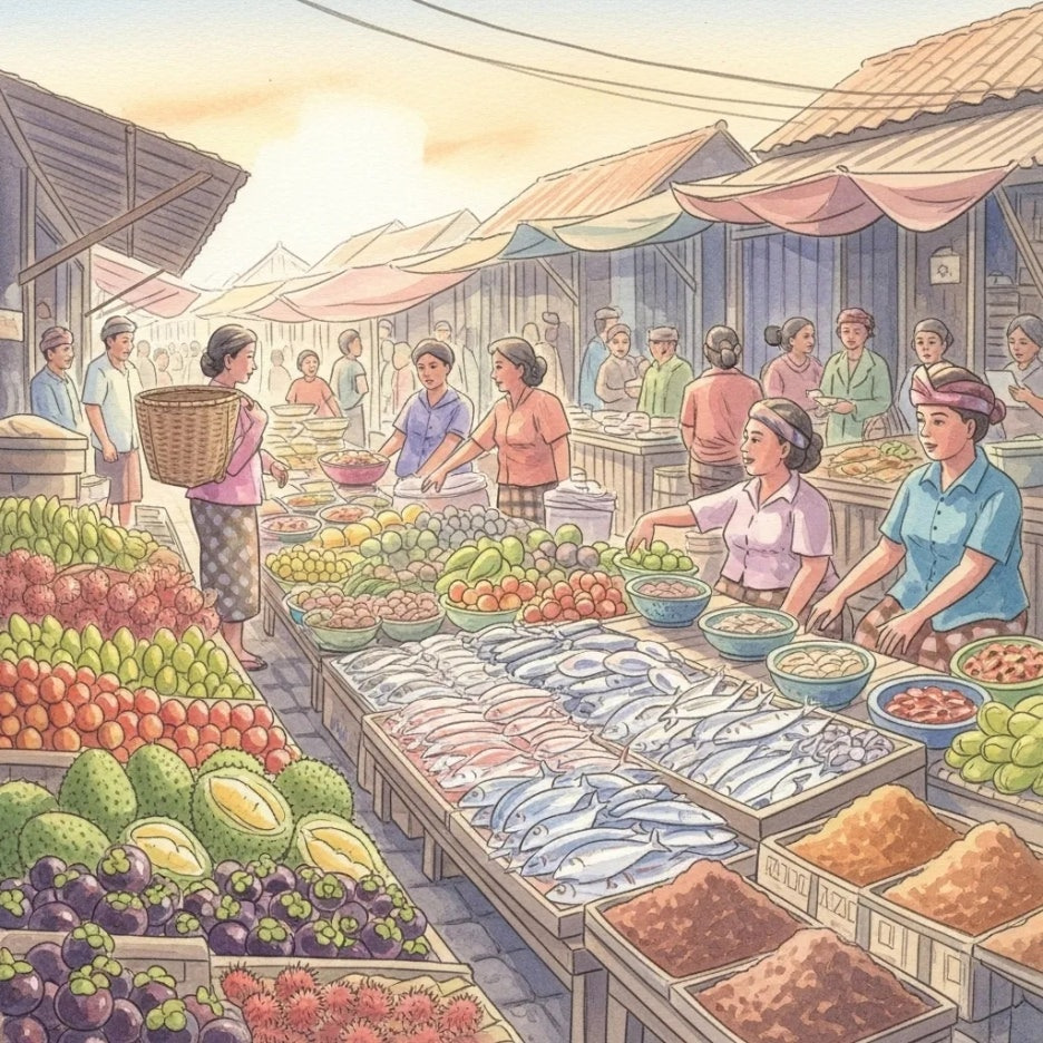 색색깔 열대과일이 가득한 마나도 전통시장