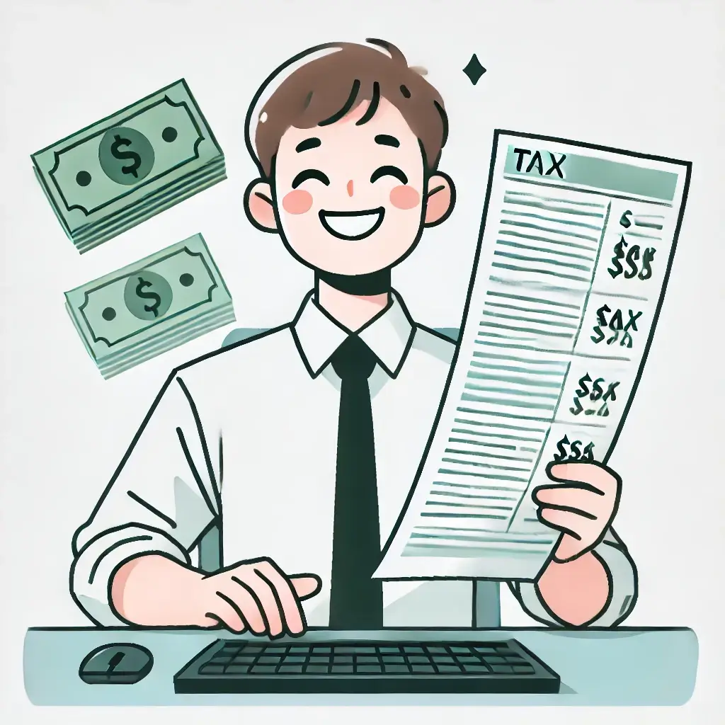 절세 혜택을 받고 기뻐하는 회사원