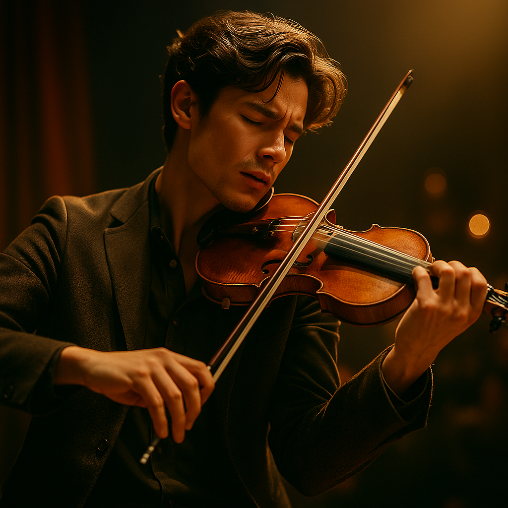바이올린을 연주하며 감정을 표현하는 주인공의 장면