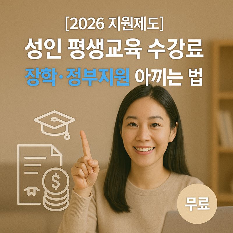 [2026 지원제도] 성인 평생교육 수강료 ｜ 장학&middot;정부지원 아끼는 법