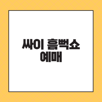 싸이 흠뻑쇼 예매