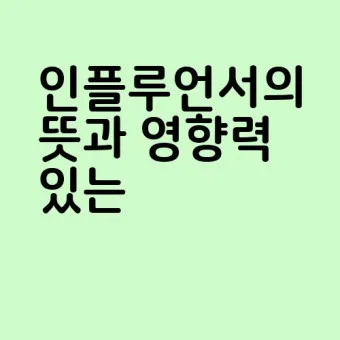 인플루언서 뜻 유래 의미 활용방법_14