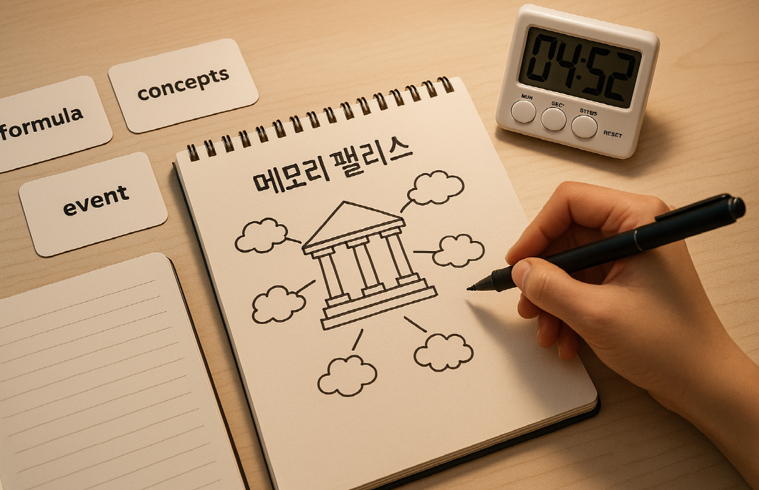 메모리 팰리스 방법을 시각화해서 정리하는 수험생