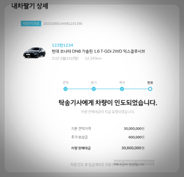 차량 인도&amp;#44; 판매대금 수령 및 명의 이전1