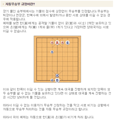 장기 게임 무승부 규정 안내