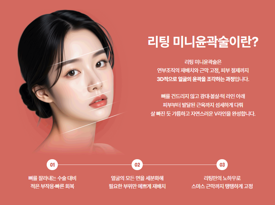 안면윤곽수술, 리팅미니윤곽술 신사역성형외과, 미니리프팅