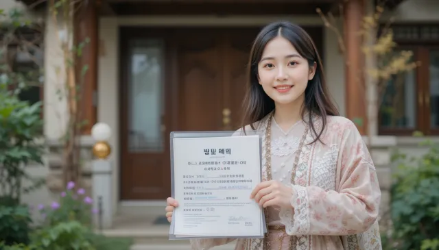 등기부등본을 손에 들고 있는 모습