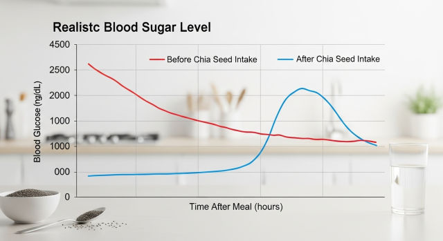 치아씨드 섭취 전후 혈당 변화 그래프