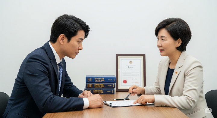 지식재산 전문가와 상담하는 창업가