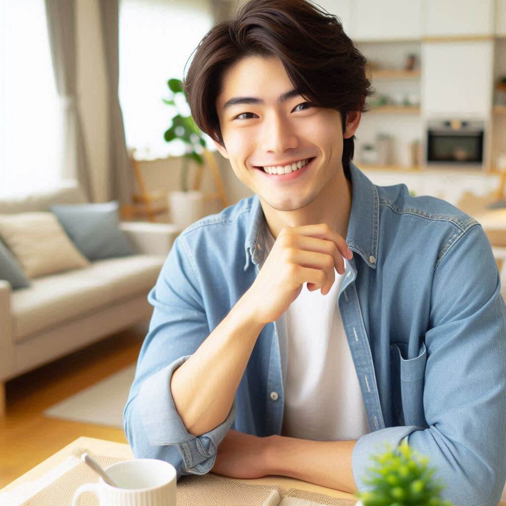 행복주택 입주자격에 해당하는 대학생이 차를 마시며 미소짓고 있다.