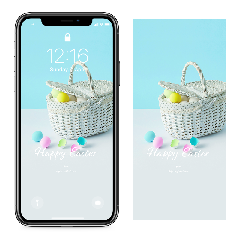 05 계란 바구니 하늘색배경 C - Happy Easter 부활절계란배경화면