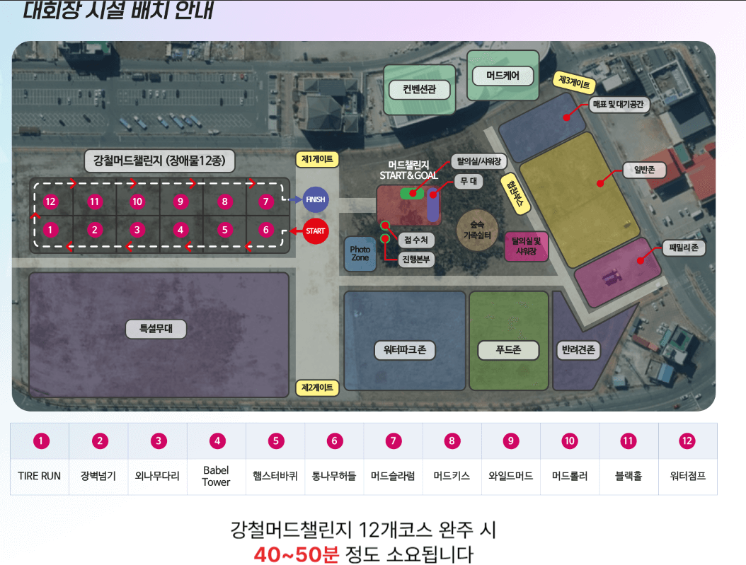 대회장 시설 배치 안내