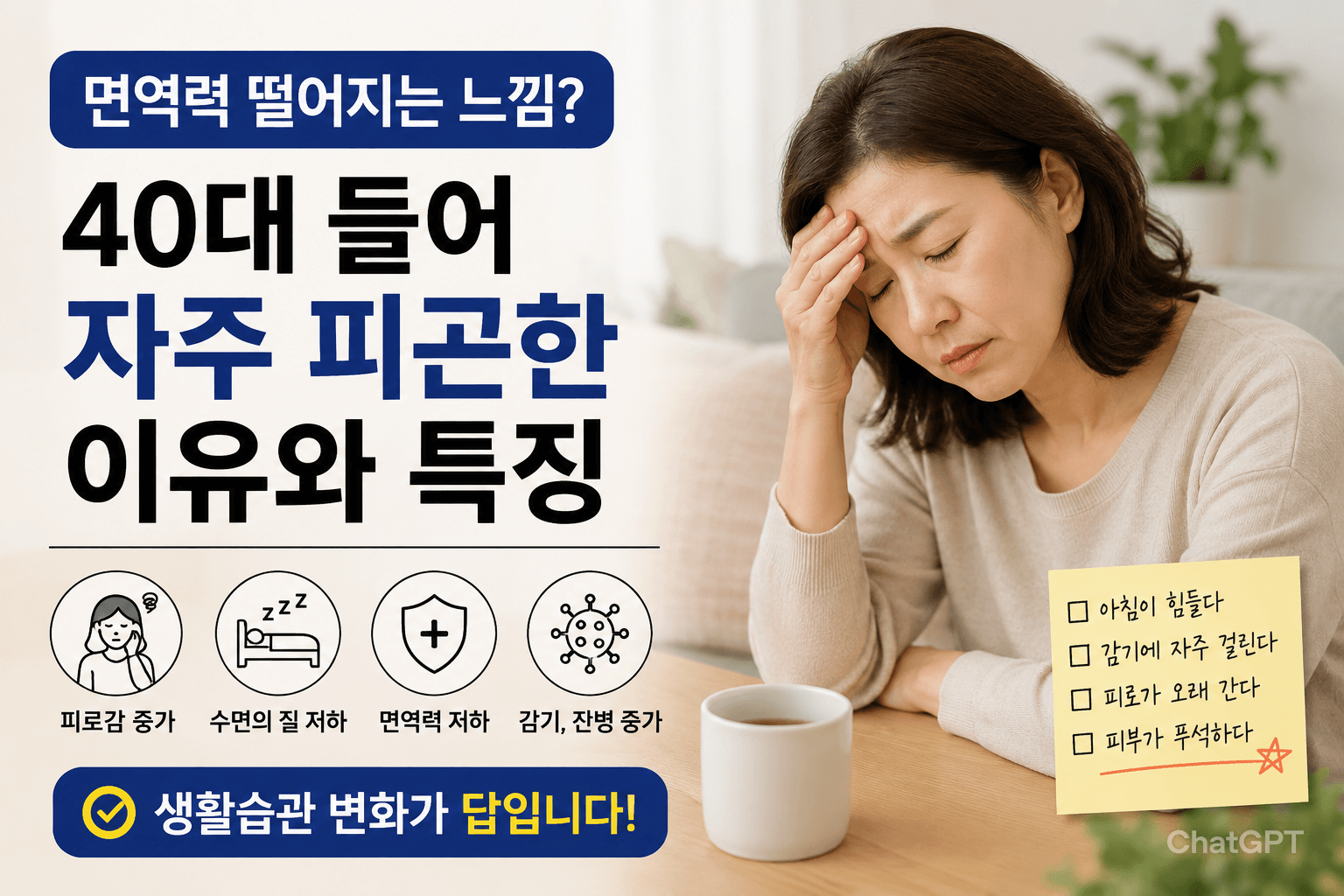 40대 면역력 떨어지는 느낌, 몸이 예전같지 않았던 이유