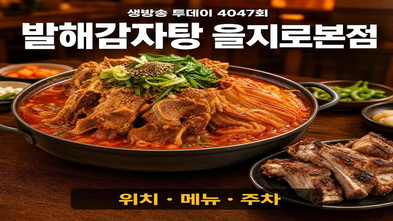 생방송 투데이 발해감자탕 을지로본점의 묵은지감자탕과 뼈구이 안내 이미지