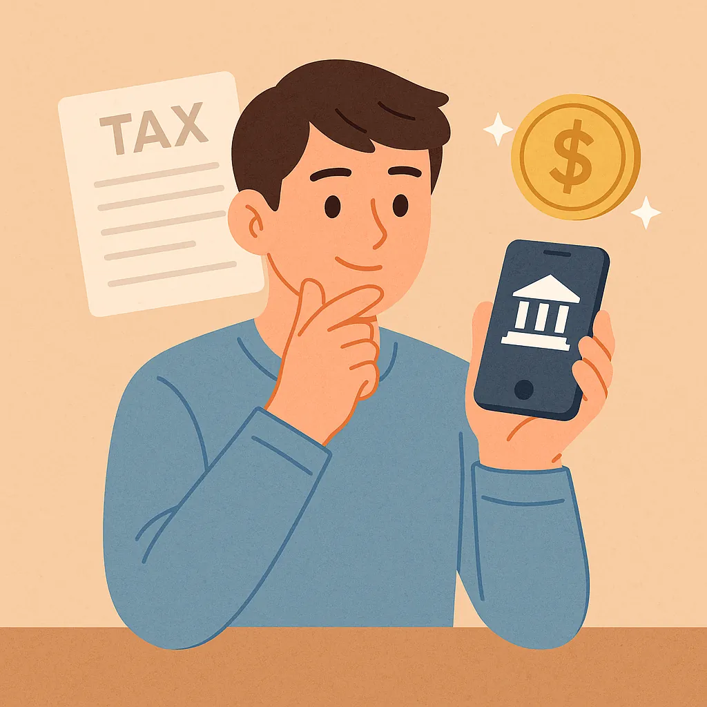 국세청-홈택스-앱을-활용해-절세를-고민하는-남성의-일러스트-모바일-세금관리-강조