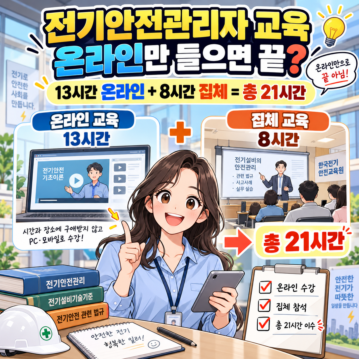전기안전관리자 교육 온라인만 들으면 끝? 13시간 온라인+8시간 집체 총 21시간