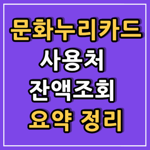 문화누리카드 사용처 및 잔액조회 요약 정리