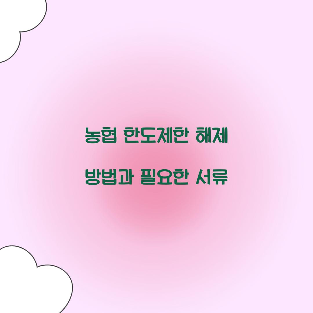 농협 한도제한 해제 방법