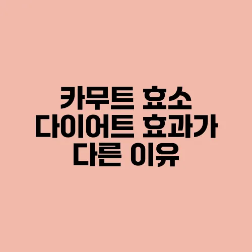 카무트 효소 다이어트 효과가 다른 이유