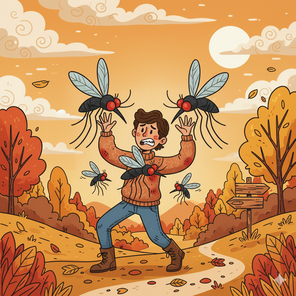 가을모기와 위험성을 표현하는 사진입니다.