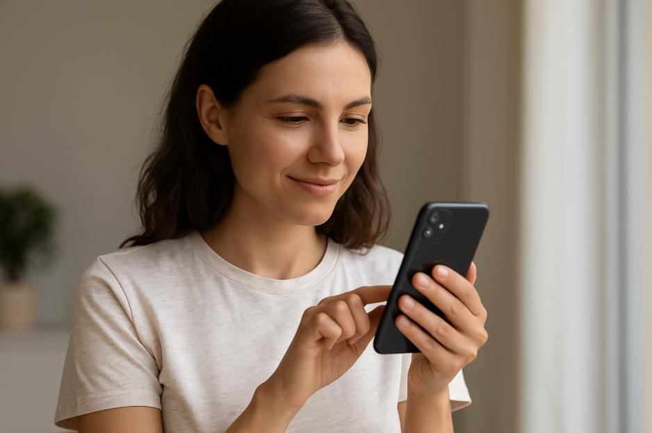 스마트폰-앱으로-확인하는-여성