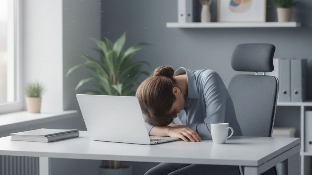 신체적 번아웃으로 인한 극심한 피로를 표현한 이미지