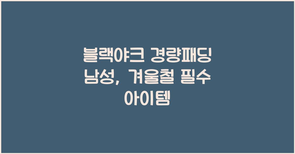 블랙야크 경량패딩 남성