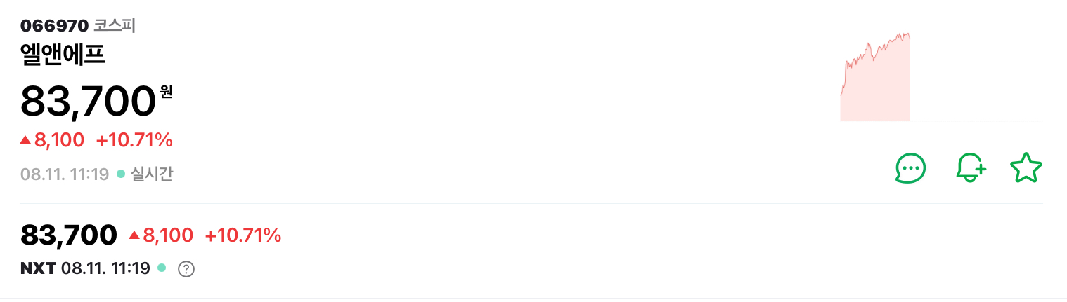 엘앤에프 실시간 주가