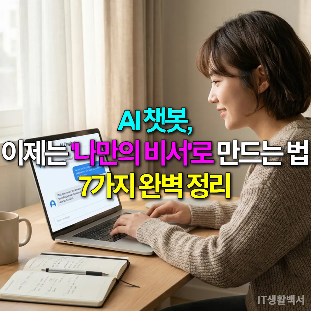 AI 챗봇을 활용하여 개인 비서처럼 업무를 처리하는 젊은 여성의 모습