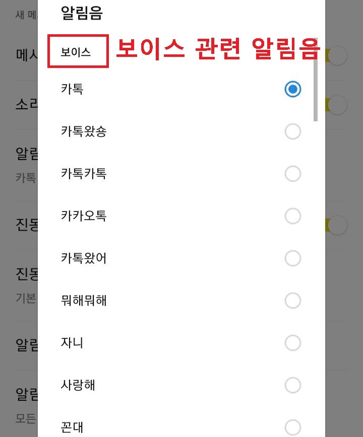 보이스 알림음이 여러개 보임