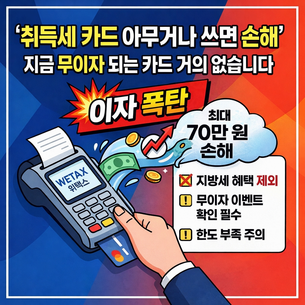 취득세 카드 잘못 쓰면 최대 70만 원 손해|무이자 카드 거의 없음 주의