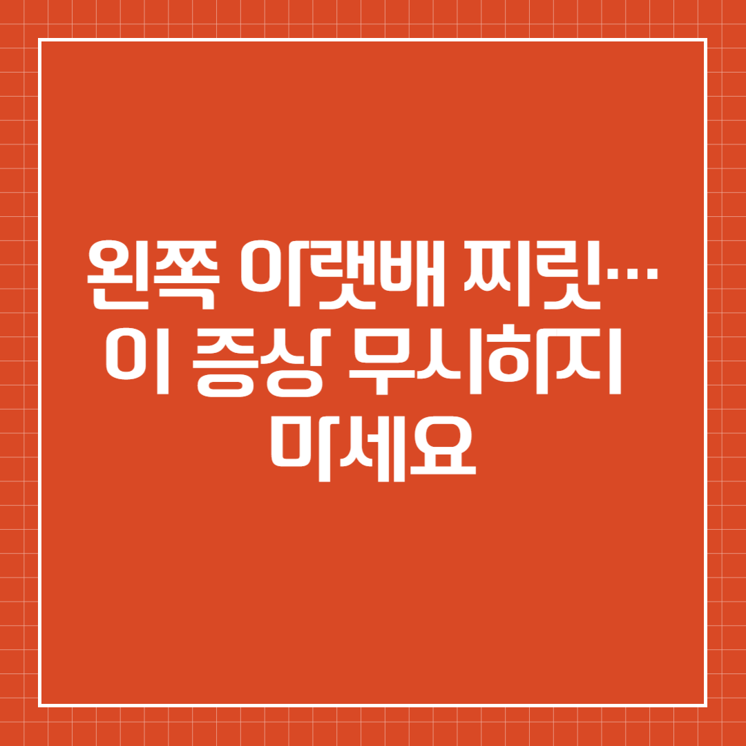 왼쪽 아랫배 찌릿… 이 증상 무시하지 마세요