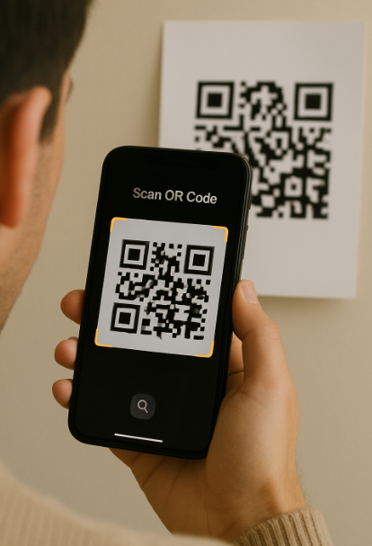 QR코드 찍는 모습