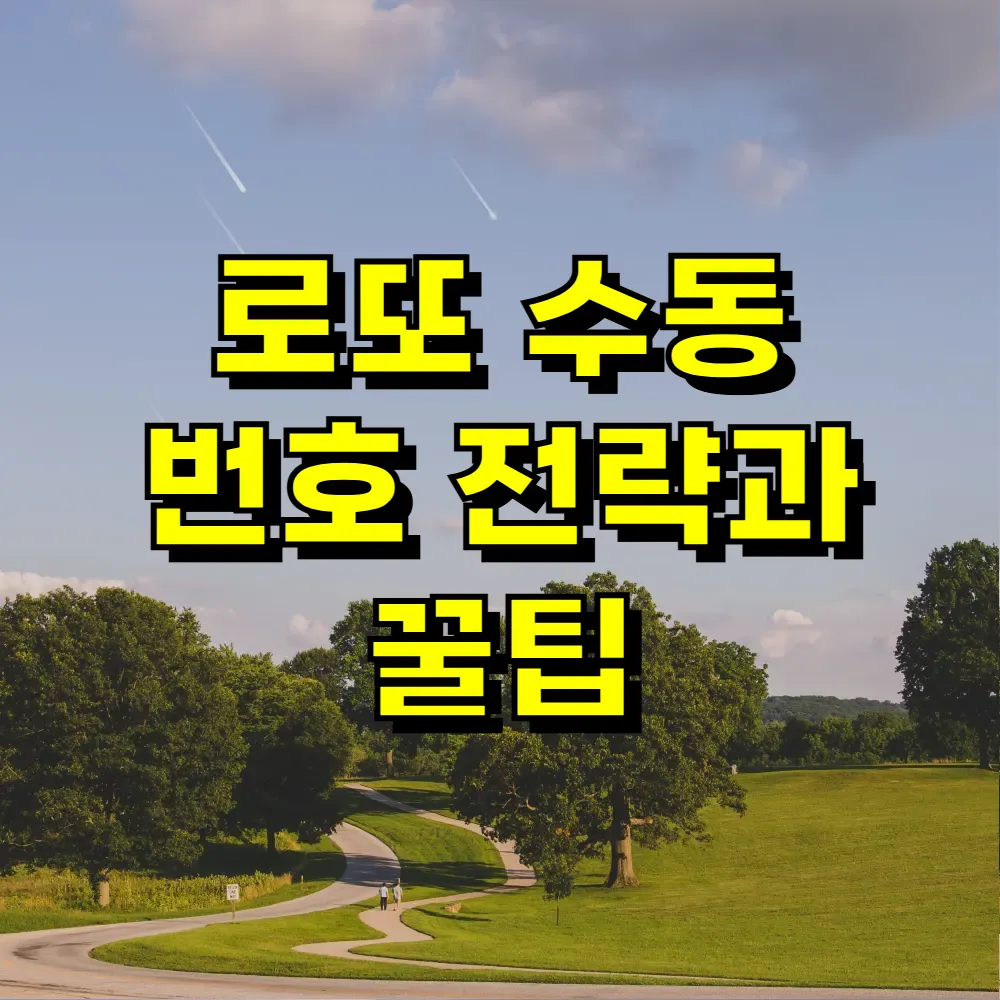 로또 수동 번호 전략과 꿀팁
