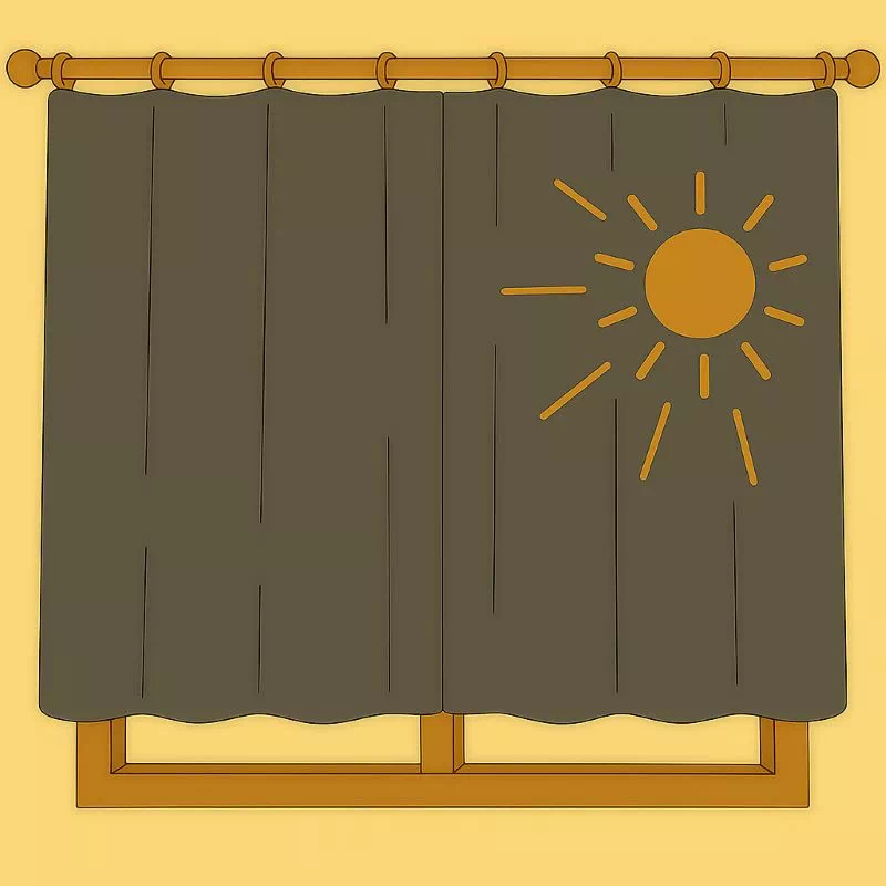 창문에 설치되어 햇빛을 막고 있는 암막 커튼
