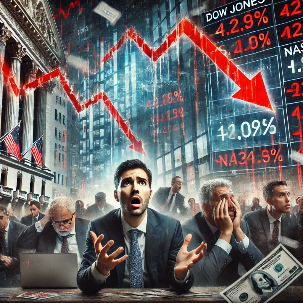 투자자들이 미국증시 하락에 우려하고 있는 모습