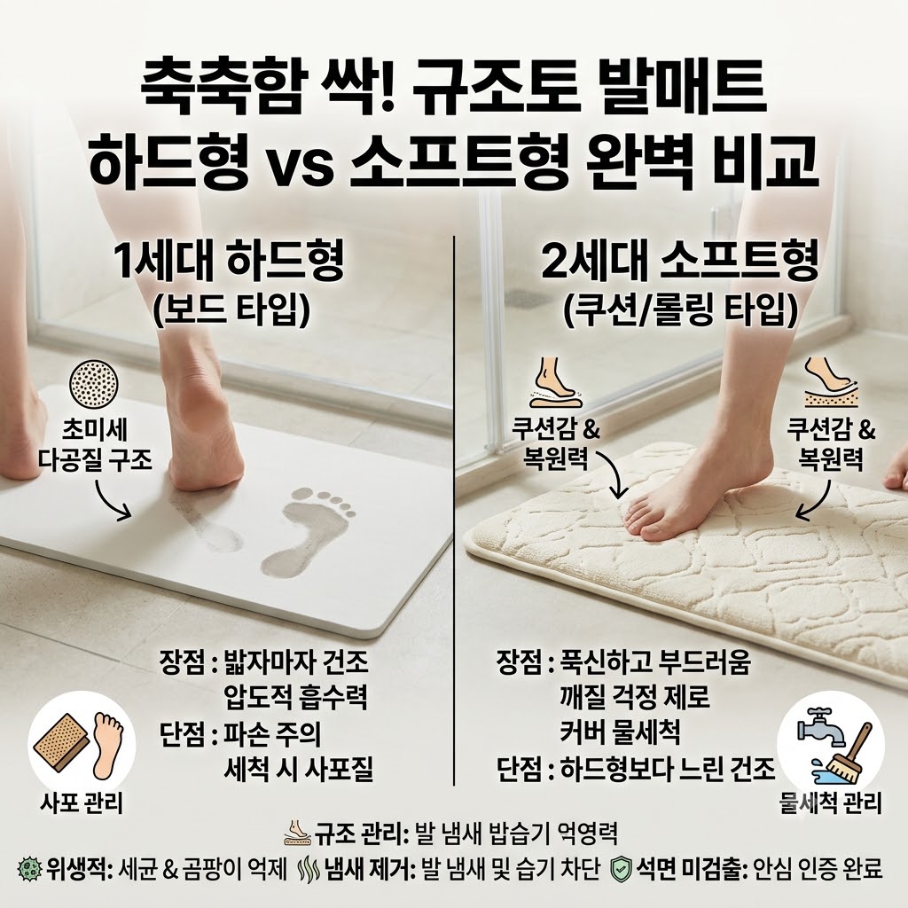 규조토 발매트 하드형 vs 소프트형