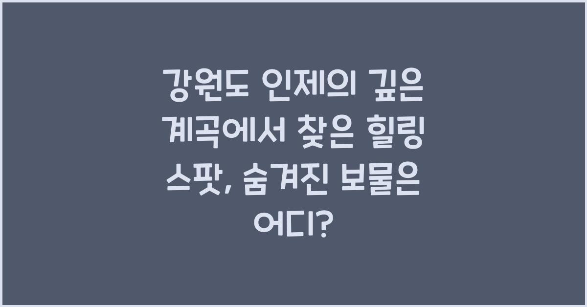 강원도 인제의 깊은 계곡에서 찾은 힐링 스팟